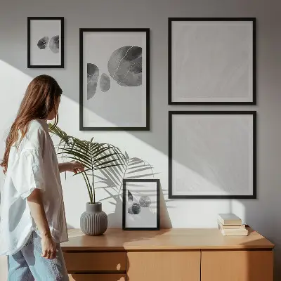 Abstract schilderij met verfvlekken set van moderne schilderijen