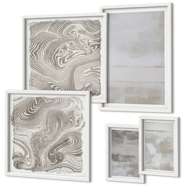 Wanddecoratie compositie met versleten texturen in moderne stijl