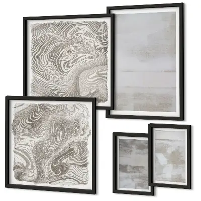 Wanddecoratie compositie met versleten texturen in moderne stijl