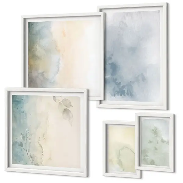 Moderne schilderijen set met pastel aquarelverf op canvas