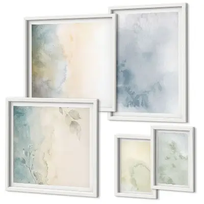 Moderne schilderijen set Pastel aquarelverf op canvas