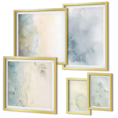 Moderne schilderijen set met pastel aquarelverf op canvas