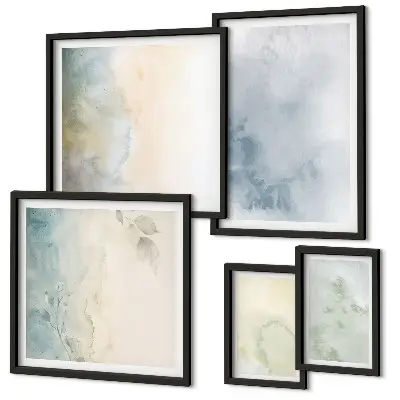 Moderne schilderijen set met pastel aquarelverf op canvas