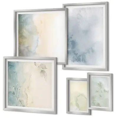 Moderne schilderijen set met pastel aquarelverf op canvas