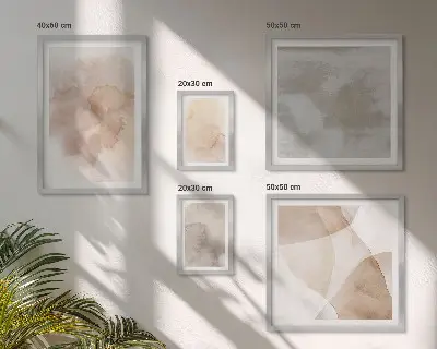 Set van moderne schilderijen met warme aquarel pastel texturen