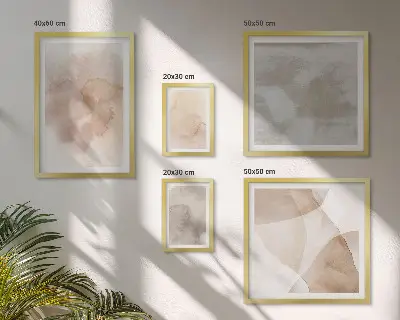 Set van moderne schilderijen met warme aquarel pastel texturen