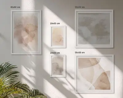 Set van moderne schilderijen met warme aquarel pastel texturen