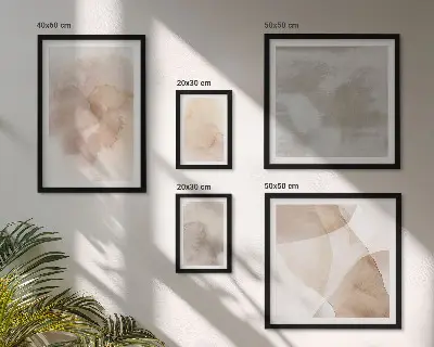 Set van moderne schilderijen met warme aquarel pastel texturen