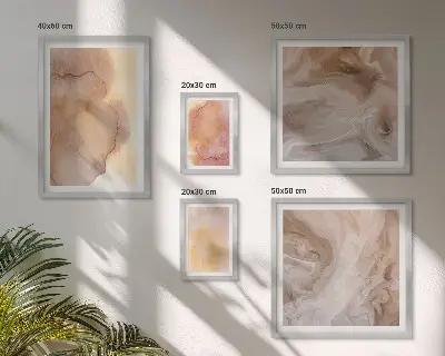 Gallery wall met warme, kleurrijke aquareltexturen