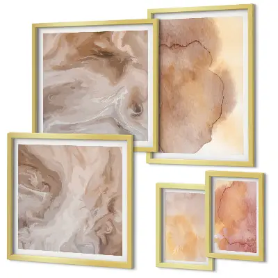Gallery wall met warme, kleurrijke aquareltexturen