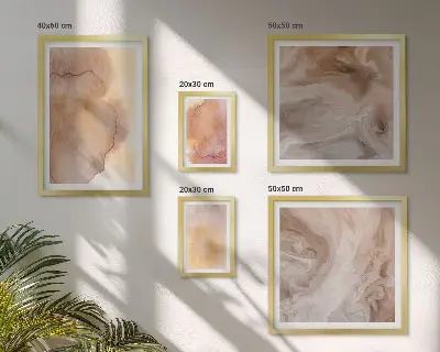 Gallery wall met warme, kleurrijke aquareltexturen