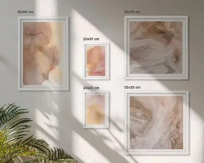 Gallery wall met warme, kleurrijke aquareltexturen