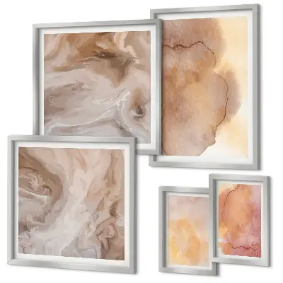 Gallery wall met warme, kleurrijke aquareltexturen
