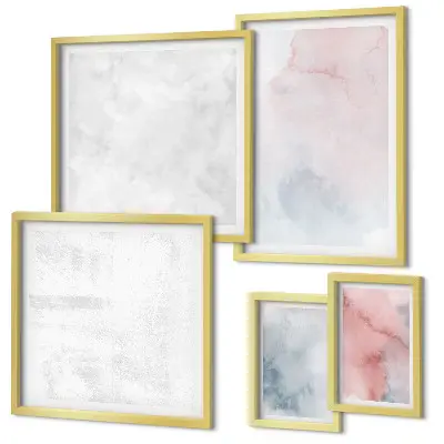 Wanddecoratie compositie met pastelkleurige aquareltexturen