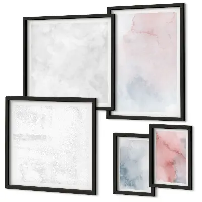 Wanddecoratie compositie met pastelkleurige aquareltexturen