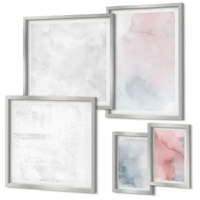 Wanddecoratie compositie met pastelkleurige aquareltexturen