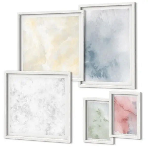 Moderne schilderijen set met pastel aquarelverf op canvas