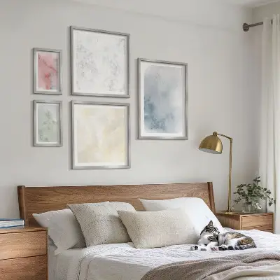 Moderne schilderijen set met pastel aquarelverf op canvas