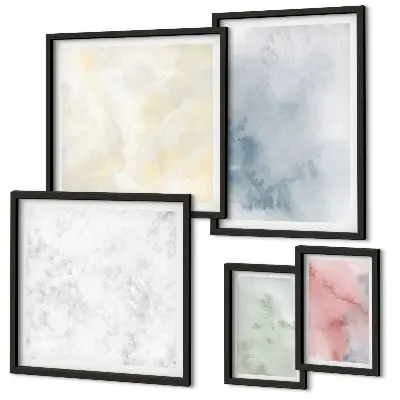 Moderne schilderijen set met pastel aquarelverf op canvas