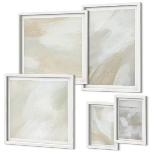 Moderne schilderijenset abstracte kunst met kwaststreken