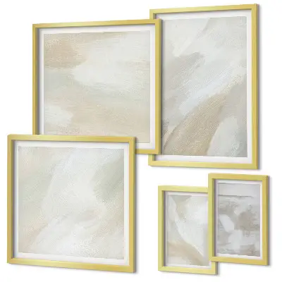 Moderne schilderijenset abstracte kunst met kwaststreken