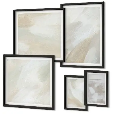 Moderne schilderijenset abstracte kunst met kwaststreken