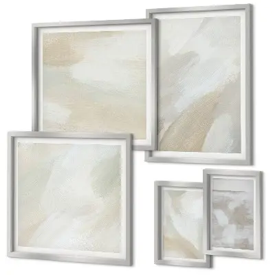 Moderne schilderijenset abstracte kunst met kwaststreken