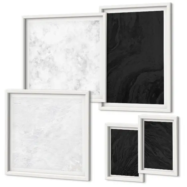 Moderne kunstwerkenset met donker licht marmeren patroon in glamourstijl
