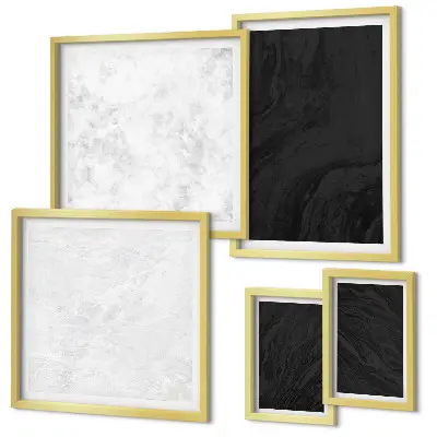 Moderne kunstwerkenset met donker licht marmeren patroon in glamourstijl