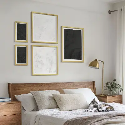 Moderne kunstwerkenset met donker licht marmeren patroon in glamourstijl