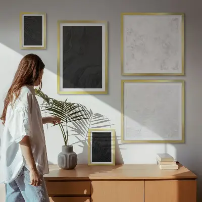 Moderne kunstwerkenset met donker licht marmeren patroon in glamourstijl
