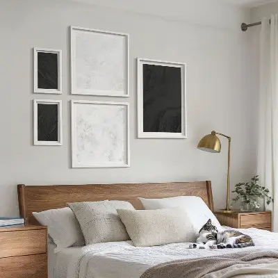 Moderne kunstwerkenset met donker licht marmeren patroon in glamourstijl