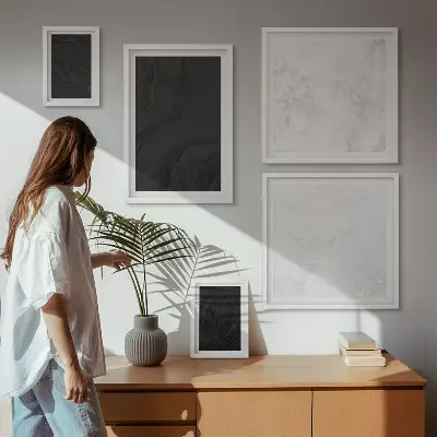 Moderne kunstwerkenset met donker licht marmeren patroon in glamourstijl