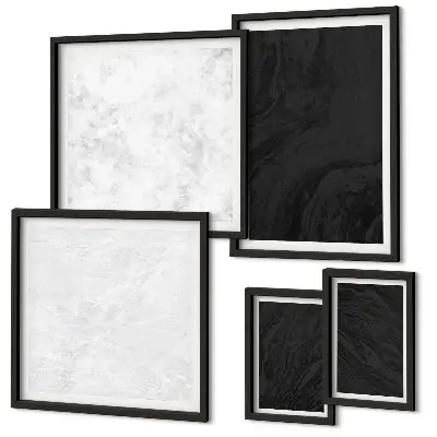 Moderne kunstwerkenset met donker licht marmeren patroon in glamourstijl