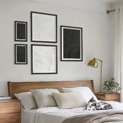 Moderne kunstwerkenset met donker licht marmeren patroon in glamourstijl