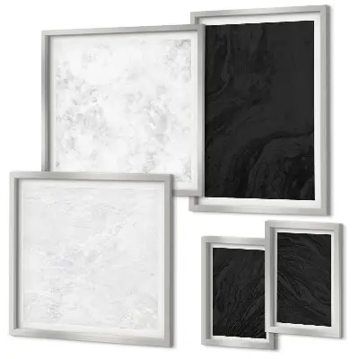 Moderne kunstwerkenset met donker licht marmeren patroon in glamourstijl