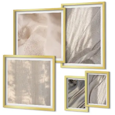 Set van moderne schilderijen met natuurlijke boho-texturen van dichtbij