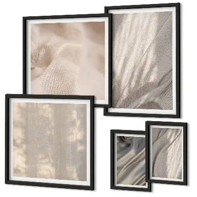 Set van moderne schilderijen met natuurlijke boho-texturen van dichtbij