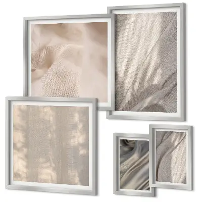 Set van moderne schilderijen met natuurlijke boho-texturen van dichtbij