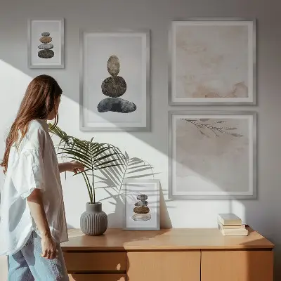 Gallery wall Stapels stenen boho schilderij