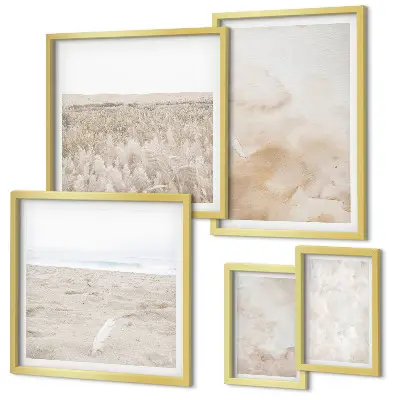 Set van moderne schilderijen met pastelkleurige en modieuze texturen