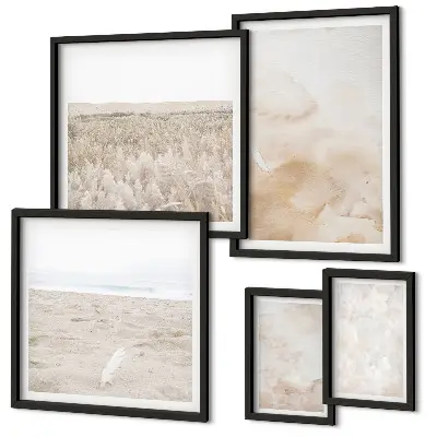 Set van moderne schilderijen met pastelkleurige en modieuze texturen
