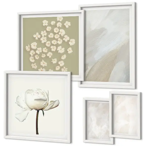 Gallery wall bloemen met modieuze boho-texturen