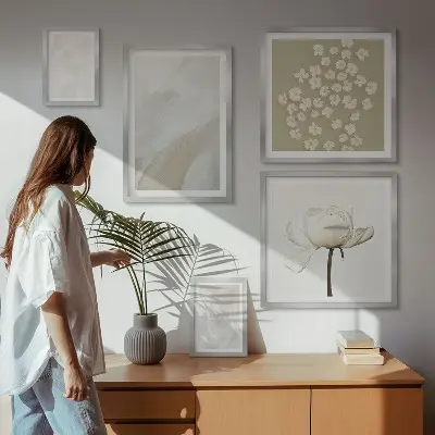 Gallery wall bloemen met modieuze boho-texturen