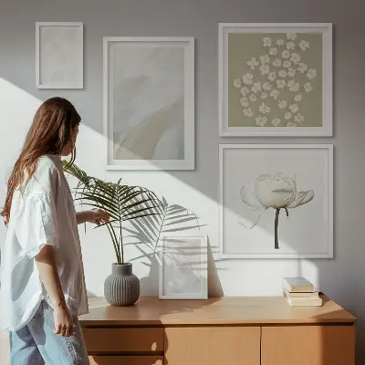 Gallery wall bloemen met modieuze boho-texturen