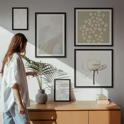 Gallery wall bloemen met modieuze boho-texturen