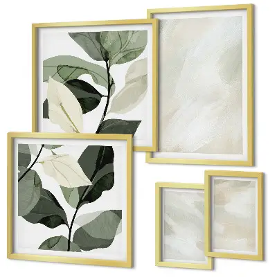 Wanddecoratie compositie in abstracte boho-stijl met heldere verf