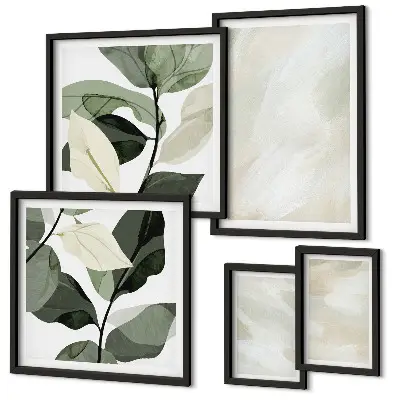 Wanddecoratie compositie in abstracte boho-stijl met heldere verf