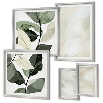 Wanddecoratie compositie in abstracte boho-stijl met heldere verf