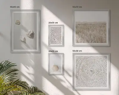 Set van moderne schilderijen met lichte boho zandtexturen